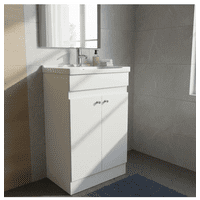 Modern Space - Mueble Vanitorio 50X40 Cm Blanco Con Lavamanos Y Grifería ¡Listo Para Instalar!