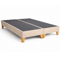 Lore - Base Cama 2 Plazas Lino Beige / Arena - Reforzada Con Patas De Madera / Firme Y Elegante