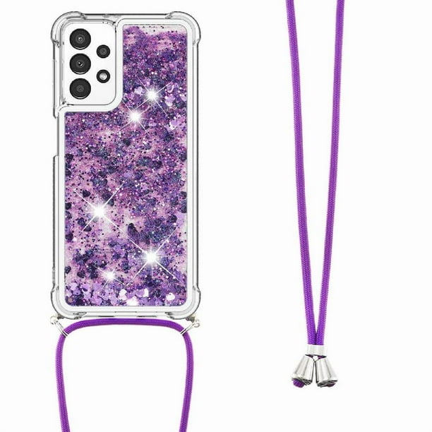 Funda FOXDOCK para Samsung Galaxy A13 4G con Cuerda Ajustable, Brillo Líquido, Protección Antigolpes y Lente – Ideal para Regalo
