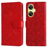 Funda Tipo Cartera Foxdock Para Oneplus Nord Ce 3 Lite , Diseño Girasol En Relieve, Cuero Pu, Cierre Magnético, Soporte Y Tarjetero