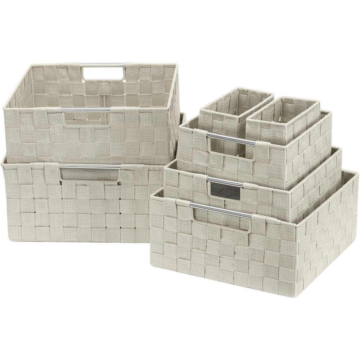 Set De 7 Canastas Organizadoras Sorbus Beige Con Manijas
