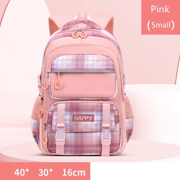 purple school bags for kids plaid book bag pink waterproof School backpacks for girls large capacity backpack with many pockets