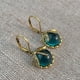 thumbnail image 1 of Vintage Dragonfly Earrings with Inky Blue Moonstone and Brass Glass Cabochon - Perfect Vintage Victorian Gift for Women, 1 of 5