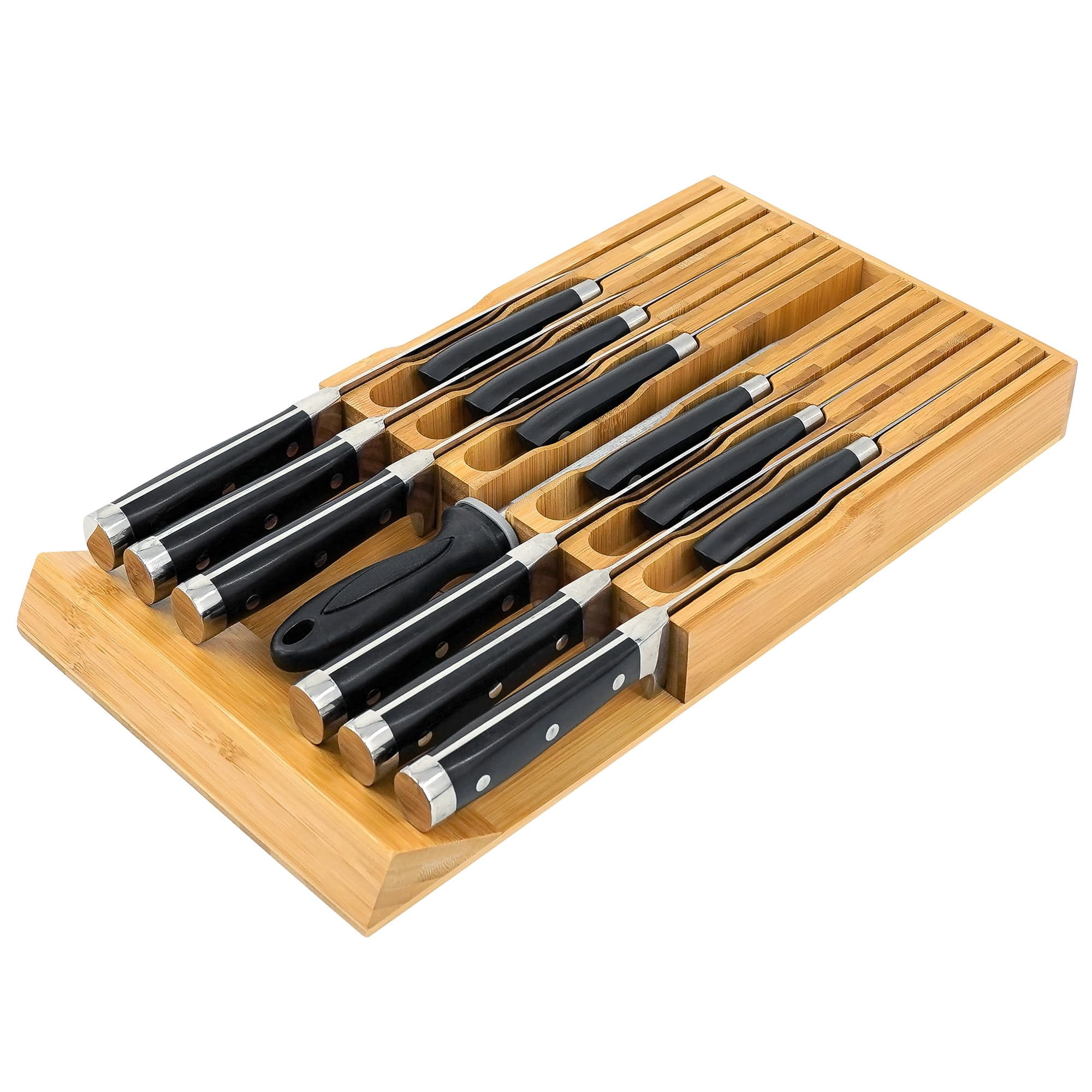 Organizador De Cajones Para Cuchillos Vaefae Bamboo Para 12 Cuchillos