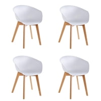 Pack X4 Sillas De Comedor Con Apoyabrazos Tulip Blanca Midtown Blanco