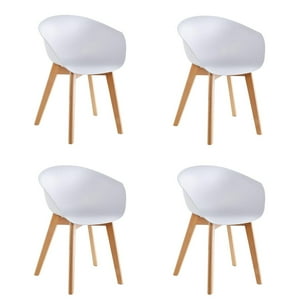 Pack X4 Sillas De Comedor Con Apoyabrazos Tulip Blanca Midtown Blanco