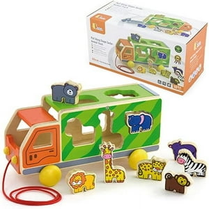 Viga - Juguete Madera Bebé Arrastre Camion Encaje Animales
