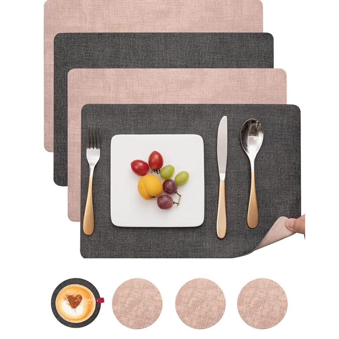 Aura Zeus - Set 4 Individuales + 4 Posavasos Impermeables Antimanchas 2 En 1