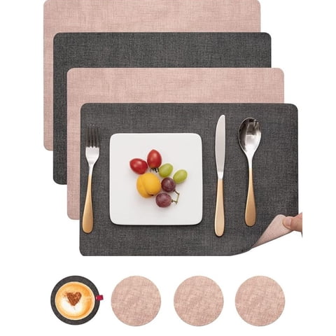 Aura Zeus - Set 4 Individuales + 4 Posavasos Impermeables Antimanchas 2 En 1