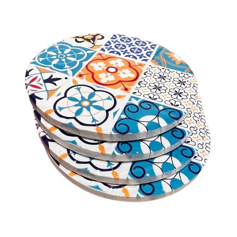 Oem - Set 4 Posavasos Colorido Ceramica Y Corcho 4 Piezas Redondo M4