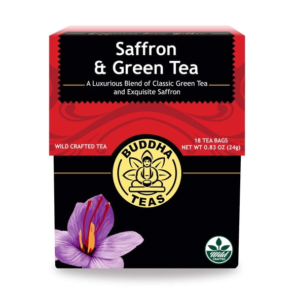 Tea Buddha Teas con azafrán y verde, 18 bolsas con cafeína