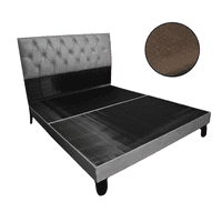 Mueblart - Base De Cama Con Respaldo A Piso King Café Lino