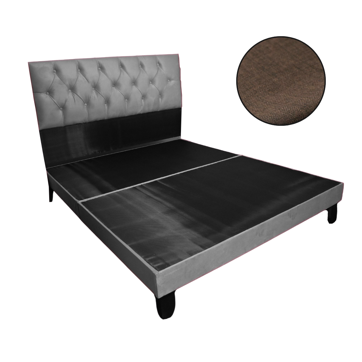 Mueblart - Base De Cama Con Respaldo A Piso King Café Lino