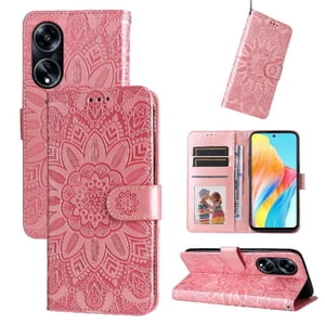 Funda Tipo Cartera Foxdock Para Oppo A98 , Diseño Girasol En Relieve, Cuero Pu, Cierre Magnético, Soporte Y Tarjetero