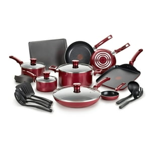 Juego De Utensilios De Cocina T-Fal Essence, Antiadherente, 20 Piezas, Rojo