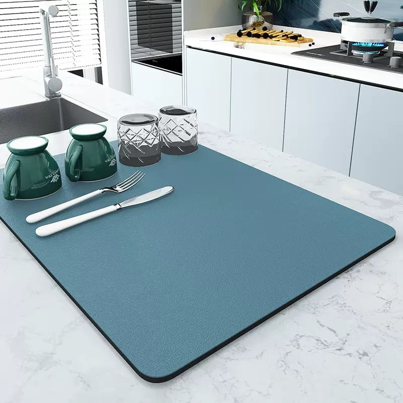 Xmhytop - Tapete Secador De Platos Para Encimera Aislador Térmico Con Base Antideslizante De Goma Altamente Absorbente Fácil De Limpiar Azul Verde 16 X 18cm