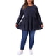 thumbnail image 2 of Agnes Orinda Trajes de Halloween para Mujeres Tallas Grandes Tops Babydoll de Escuela Colegio de Manga Larga Cuello Redondo Casual Suelto Blusas Peplum Túnicas 3X Azul Marino, 2 of 6