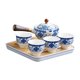 thumbnail image 1 of Tetera De Cerámica Con Asa Lateral Para Tetera De Viaje Azul Claro Con Tazas, 1 of 5