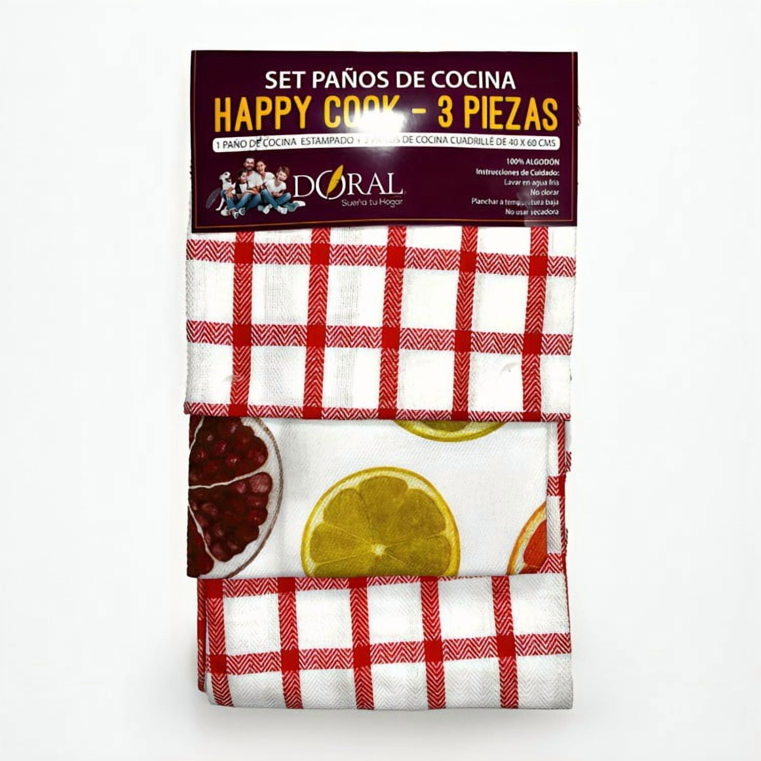 Doral - Set 3 Paños De Cocina Happy Cook Rojo