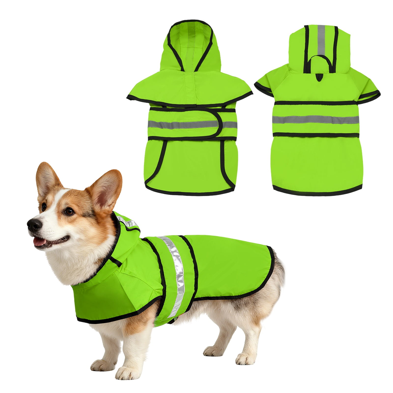 Impermeable para Perros Uxcell, Chaqueta Impermeable para Mascotas con Agujero para Correa con Capucha, (Verde Fluorescente, 3XL), Destinado para Cachorros