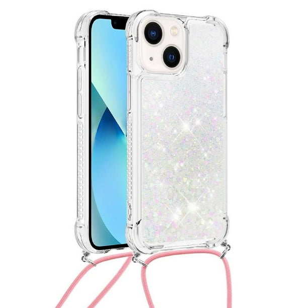 Funda FOXDOCK para iPhone 15 Plus con Cuerda Ajustable, Brillo Líquido, Protección Antigolpes y Lente – Ideal para Regalo