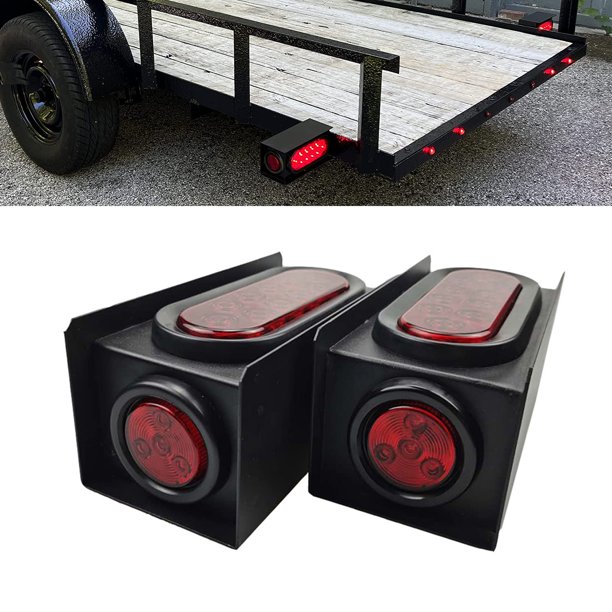 Caja de luces para remolque Supoika 2 de acero con 6 luces traseras ovaladas LED rojas