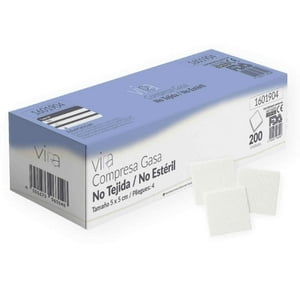 Gasa No Estéril No Tejida 5X5 200 Unidades Vira Blanco