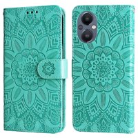 Funda Tipo Cartera Foxdock Para Oppo Reno 7Z , Diseño Girasol En Relieve, Cuero Pu, Cierre Magnético, Soporte Y Tarjetero