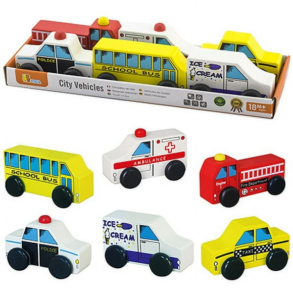Juguete Madera Set De Autos Cuidad