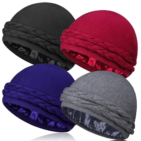 Turbante para la cabeza MLTUARG, paquete de 4, 53‑63 cm, forro de satén