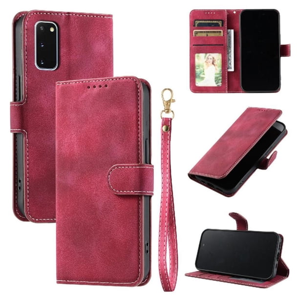 Funda Cartera para Samsung Galaxy S20 Tapa con Ranuras, Soporte y Correa Rojo