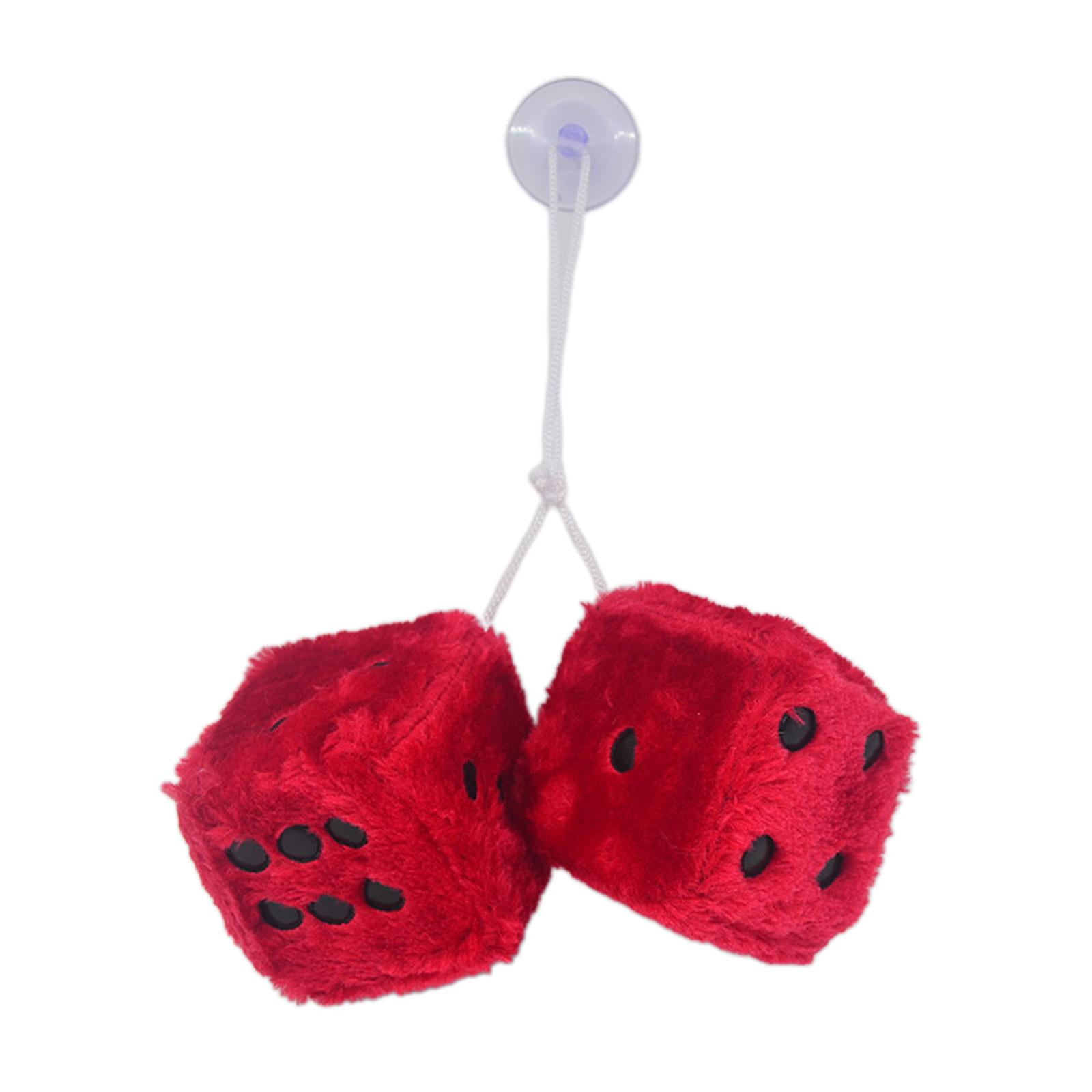 Magideal - 2 Dados De Espejo Con Puntos, Espejo Retrovisor, Modelo De Dados, Colgador Suave, Colgante De Felpa Para Decoración Interior , Adorno Rojo