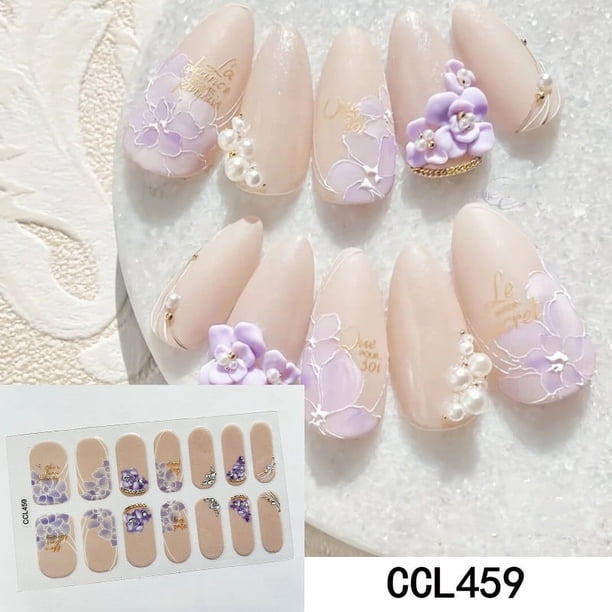 Self Adhesive Full Cover Nail Decals Nail Art Polish Stickers False Nail Decals Manicure Stickers For Girls Women