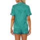 thumbnail image 3 of INSPIRE CHIC Conjunto de Pijama de Manga Corta para Mujer con Ribete en Contraste Regreso a Clases Suave Conjunto de Pijama con Botones y Cuello en V para Primavera Verano M Azul a Rayas, 3 of 6