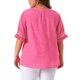 thumbnail image 5 of Agnes Orinda Blusas de Tallas Grandes para Mujer con Puntos, Cuello en V, Volantes, Manga Corta, Primavera Verano, Estilo Bohemio, Talla 2X, Rosa Fucsia, 5 of 8