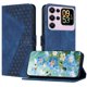 thumbnail image 2 of Funda tipo cartera para Oukitel C62 Pro con tarjetero, bolsillo para billetes, soporte, cierre magnético y correa para la muñeca, funda tipo folio con textura geométrica azul, 2 of 5