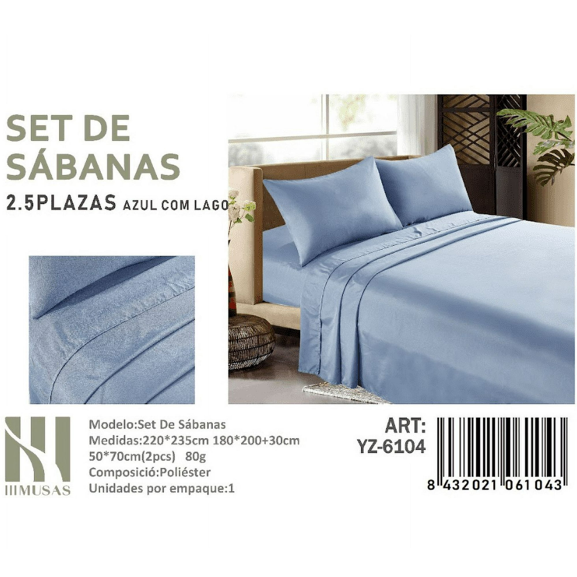 Mundo Shopping - Set De Sabanas King Color Azul Com Lago 150 Hilos + 2 Funda De Almohada