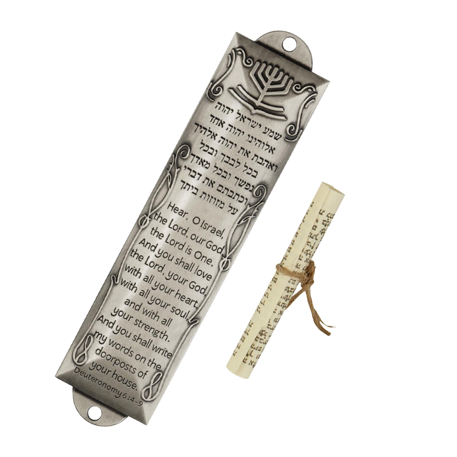 Magideal - Estuche De Mezuzá De Metal Con Bendición Y Decoración De Pergamino, Regalos De Hanukkah, Placa De Mezuzá Antigua Para Puertas Interiores Y Exteriores B