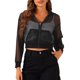 thumbnail image 1 of INSPIRE CHIC Chaqueta con Capucha para Mujer con Cremallera 2023 Moda Malla Transparente Chaquetas Bomber XS Negro, 1 of 6