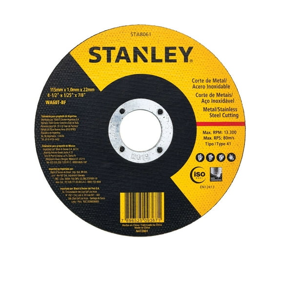 Disco de corte metal/ac.inox.45 115x1.0x22 mm tipo 1