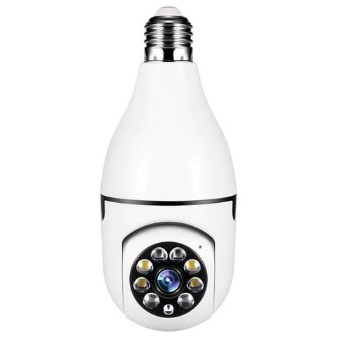 Genérico - Camara Seguridad Tipo Ampolleta 360° Blanca | Blanco