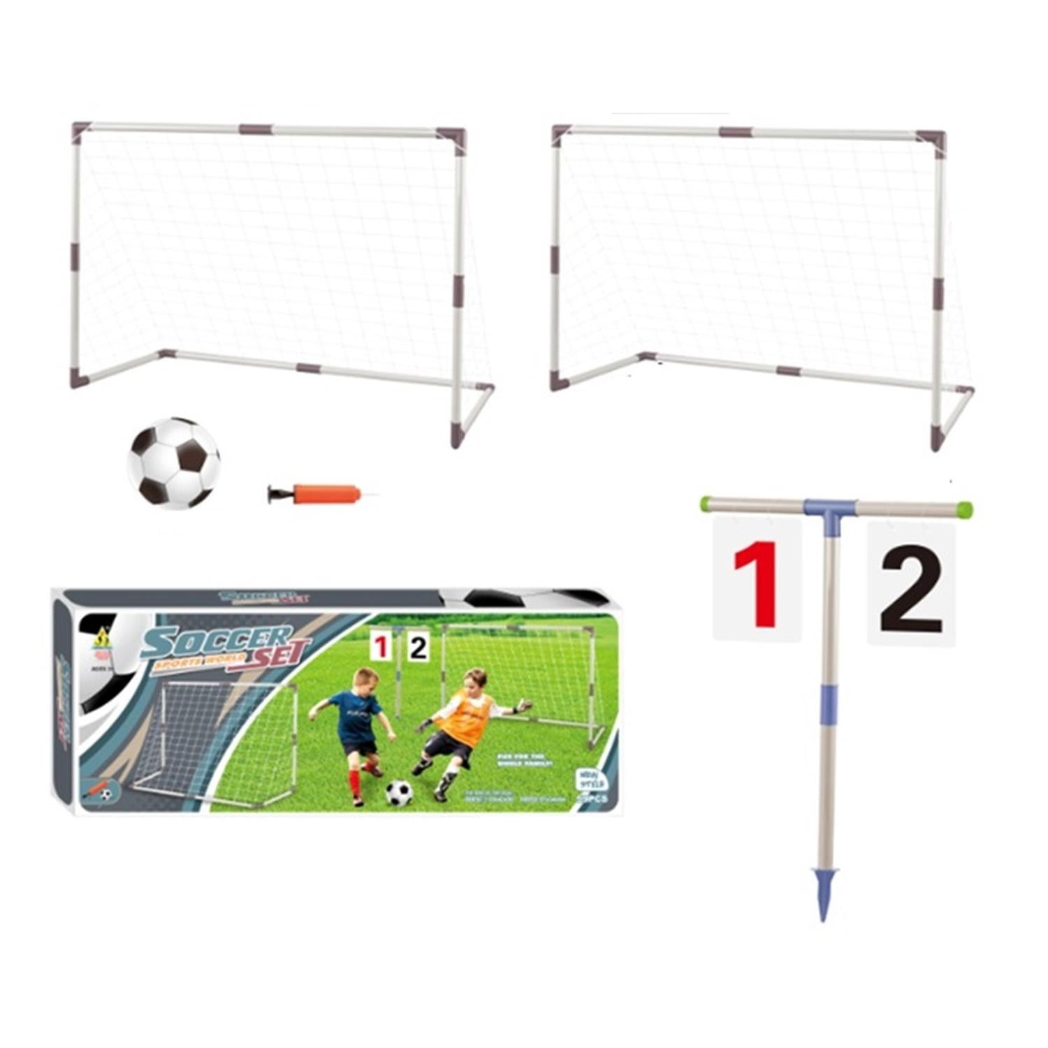 Auckland Outdoor - Pack 2 Arcos Futbol Niño Red+bombin+pelota+marcador 110x80cm Blanco