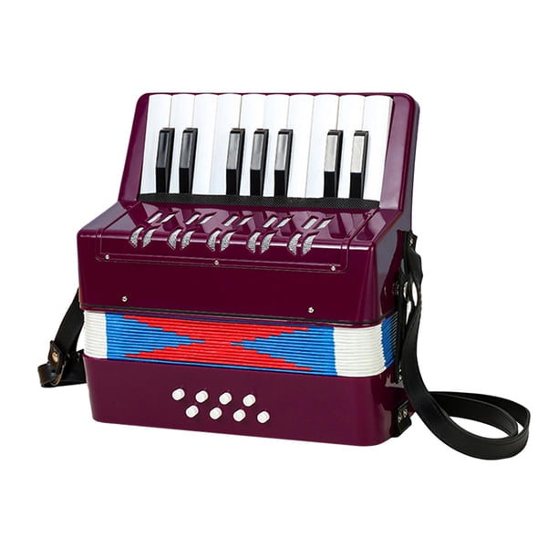 Acordeón de Piano de 17 Teclas, 8 Bajos, Juguete Musical Educativo, Acordeón Ligero con Botones Pequeños, Juguete de Acordeón para Niños para Amantes Violeta
