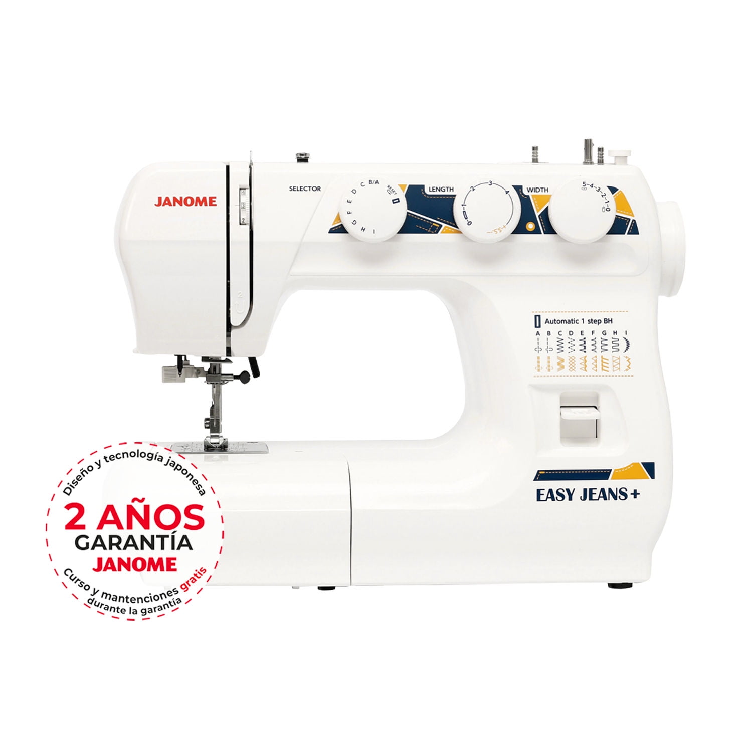 Janome - Máquina De Coser Mecánica Easy Jeans + Blanco