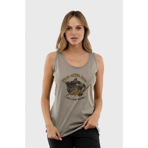 Polera Orgánica Sin Mangas Tiger Taupe Mujer Falcone