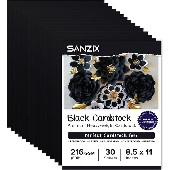 Cartulina negra SANZIX 8.5x11" 216 GSM 30 hojas