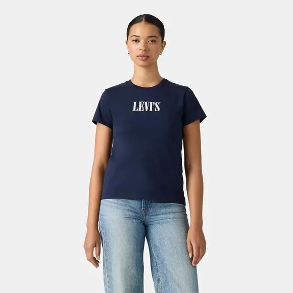 Polera Mujer The Perfect Tee Serif Stud Outline Navy Levis
