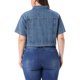 thumbnail image 3 of Agnes Orinda Chaqueta de Mezclilla Recortada para Mujer de Talla Grande para Escuela o Universidad, Clásica con Solapa, Manga Corta, Abotonada, Lavada, Casual con Bolsillo 3X Gris Azul, 3 of 6