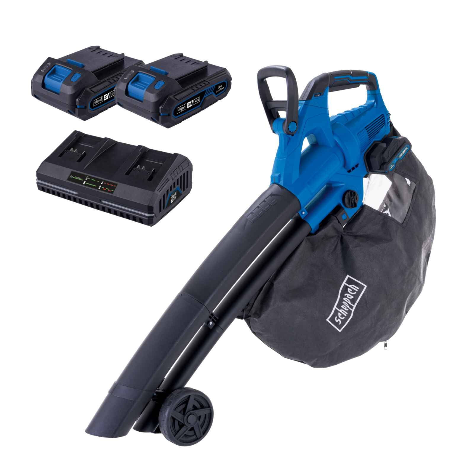 Soplador Aspirador Brushless 40v + Kit Cargador Y Baterias - Scheppach