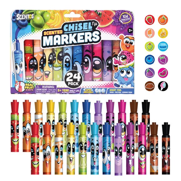 Marcadores Scentos 24 unidades, aroma a fruta, lavables